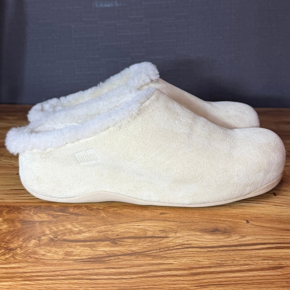 FitFlop Shuv Shearling-Lined Suede Clogs Rose Cream US 6